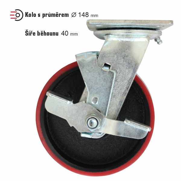 kolo polyuretanové s klecí ke zdvihacím stolům