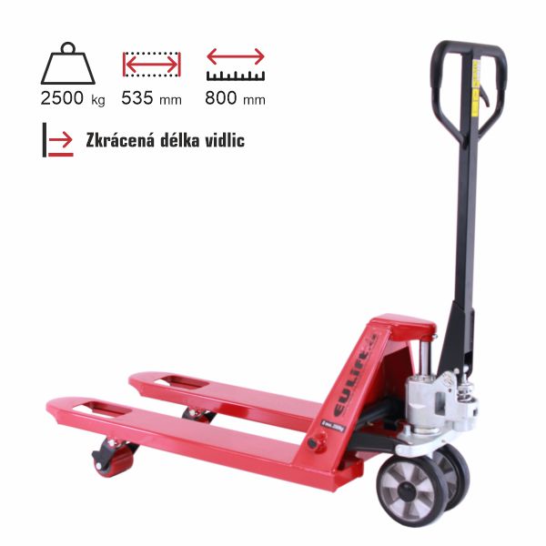paletový vozík zkrácený eulift BF800S se singl kolečky