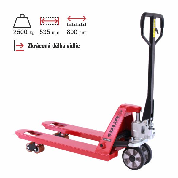 paletový vozík zkrácený eulift BF800T s tandemovými koly