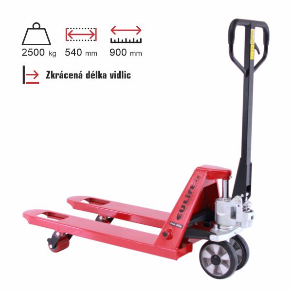 paletový vozík zkrácený eulift BF900S se singl kolečky