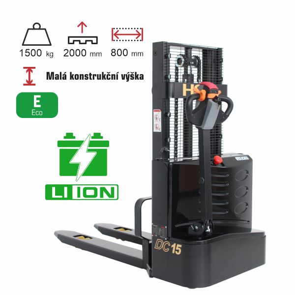 vysokozdvižný vozík elektrický eko HELI CDD1520J-LI black edition s lithiovou baterií